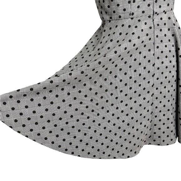 Elle Gray Glen Plaid Polka Dot Houndstooth Fit & Flare Sleeveless Dress - Picture 5 of 14